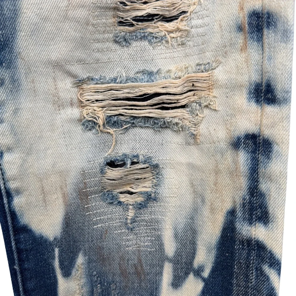 Akoo Jeans 32x31 Distressed Bleach Wash Paint Splatter Denim Hip‎ Hop Streetwear - Picture 10 of 12